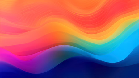abstract background with smooth lines in blue, orange and yellow colorsの素材