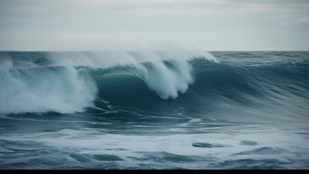 Big wave breaking on the beach in the evening. natural background.の素材