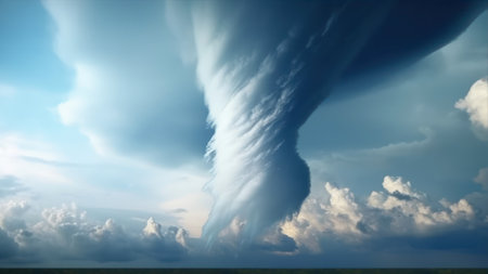 Dramatic stormy sky with cumulus clouds. 3D illustrationの素材
