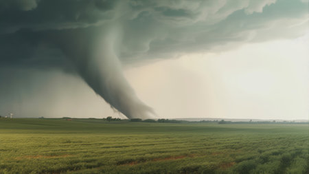 Storm in the field. 3d illustration.の素材