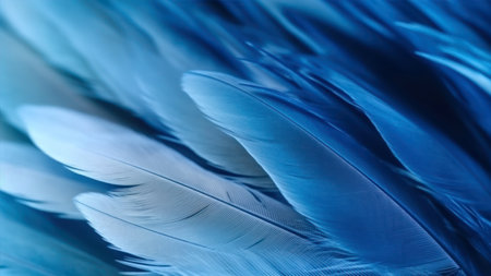 Blue feathers as a background. texture. close-up. Macroの素材