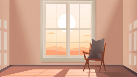Interior of the living room with a chair. vector illustration.の素材