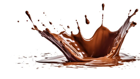 chocolate splash isolated on white background. chocolate drops splashing.の素材
