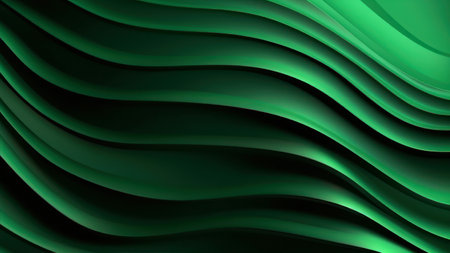 Abstract green wavy background. 3d rendering, 3d illustration.の素材