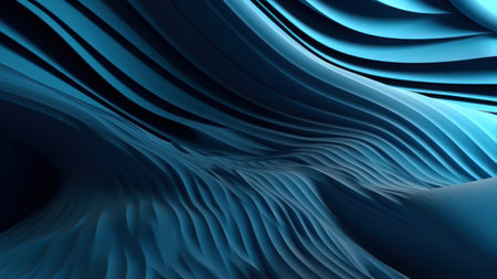 3d rendering of abstract wavy surface with waves in blue colorの素材