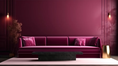 interior design of living room with pink sofa, 3d renderの素材