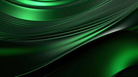 abstract background with smooth lines in green and black colors, 3d renderの素材