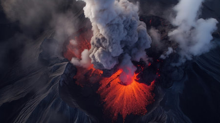 Volcanic eruption in the crater of Mount Etna, Sicily, Italyの素材