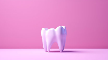 Tooth on pink background, 3d render. Dentistry conceptの素材