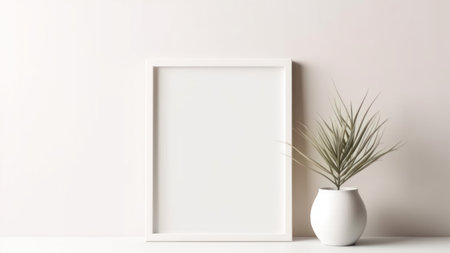 White frame mockup. 3d rendering, 3d illustration.の素材