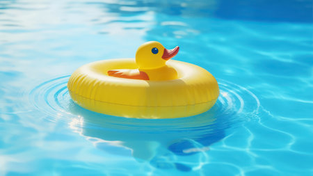 Rubber ring in swimming pool, closeup. summer vacation conceptの素材