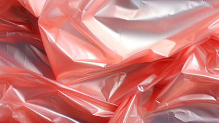 close up of a red crumpled plastic bag texture backgroundの素材