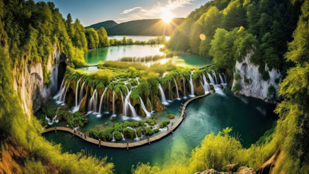 Waterfalls in Plitvice Lakes National Park (Croatia)の素材