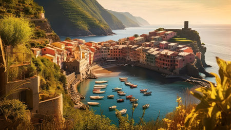 View of Vernazza, Cinque Terre, Italyの素材