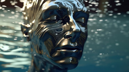 Digital Illustration of a Man's Face in the Water - 3D Renderingの素材