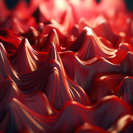 Abstract red wavy background. 3d rendering, 3d illustration.の素材