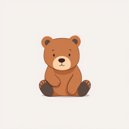 Cute cartoon teddy bear sitting on white background. vector illustration.の素材