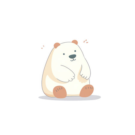 Cute cartoon polar bear sitting on white background. vector illustration.の素材
