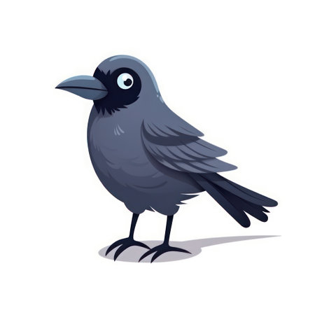 Crow on a white background. Vector illustration in cartoon style.の素材