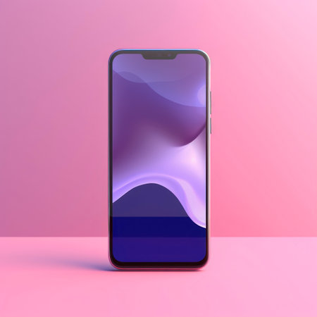 Smartphone mockup with abstract background. 3d illustration. 3d rendering.の素材