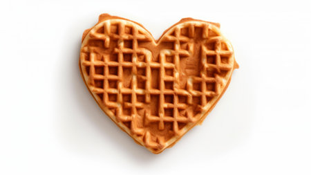 Waffles in the shape of a heart on a white background.の素材