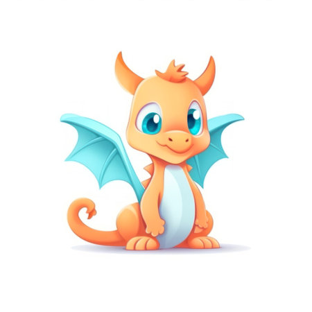 Funny cartoon dragon. Vector illustration of a cute cartoon dragon.の素材