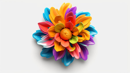 3d rendering of colorful flower isolated on white background. computer digital drawing.の素材