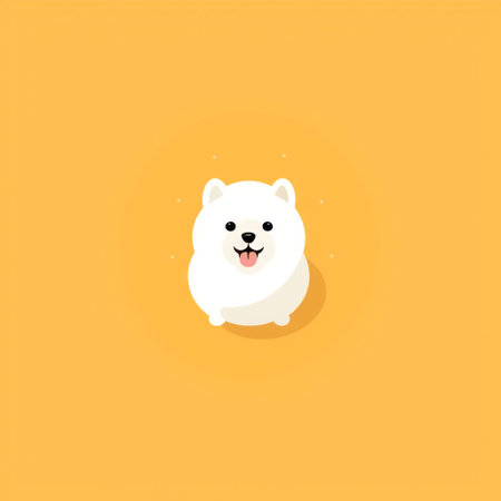 polar bear vector illustration. Cute cartoon animal isolated on orange background.の素材