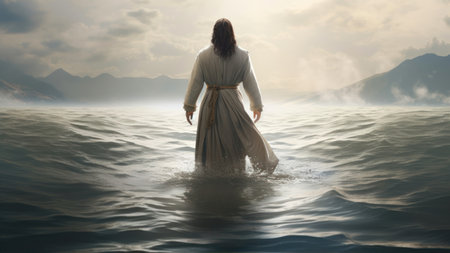 jesus christ in the seaの素材