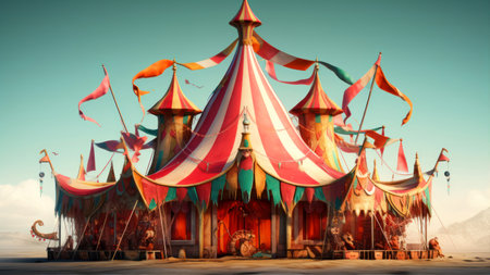 Abandoned circus in the evening. conceptual image. Toned.の素材