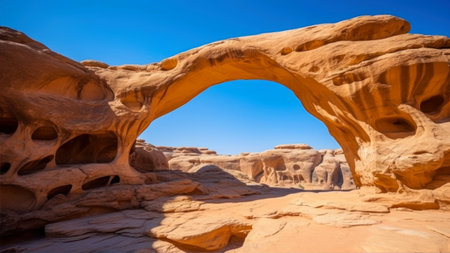 The natural stone arch in the Valley of Fire State Park, Nevadaの素材