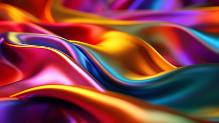 abstract background of multicolored silk or satin with wavesの素材