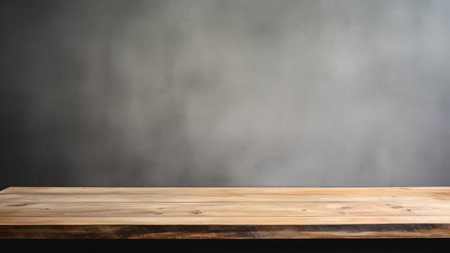Empty wooden table for product placement or montage with smoke background.の素材