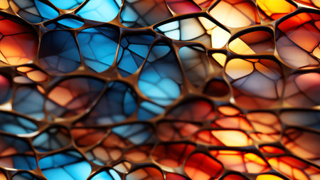 abstract background of the stained glass window in red and blue tonesの素材