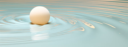 3d rendering of a ball in the water with ripplesの素材