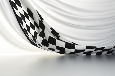 Checkered flag on a white background. 3D rendering.の素材