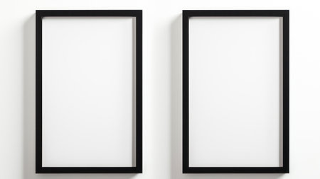 Blank picture frames isolated on white background. 3D rendering.の素材