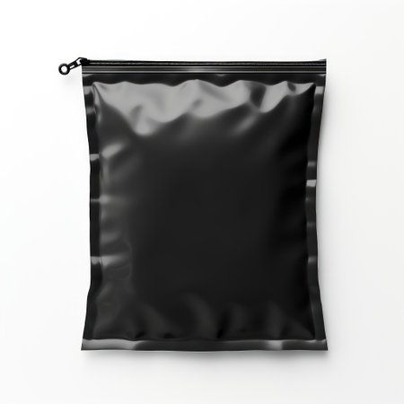 Black plastic bag isolated on white background. 3d render illustration.の素材