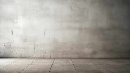 empty room with concrete wall and wooden floor, 3d render illustrationの素材