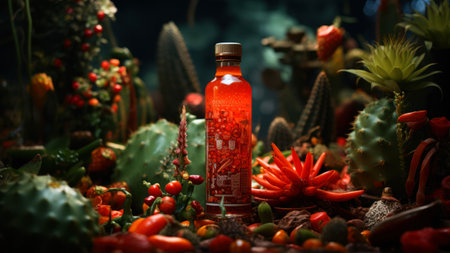 Beautiful still life with cactus, succulents and bottlesの素材
