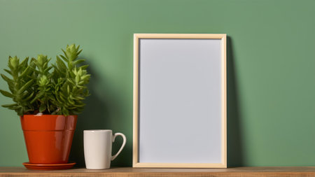 Mock up poster frame in interior background, 3D rendering.の素材