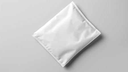 Blank white sachet mockup, 3d rendering. Computer digital drawing.の素材