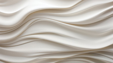 Closeup of rippled white satin fabric cloth texture backgroundの素材