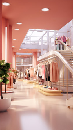 Interior of a modern shopping mall. 3d rendering, 3d illustration.の素材