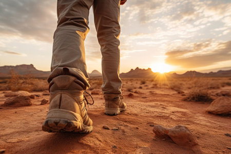 Hike in the Utah desert. Hiking in unusual natural landscapes.の素材