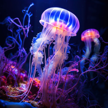 Beautiful jellyfish in the aquarium. Underwater world. Marine life.の素材