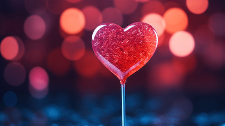 Valentine's day background with red heart on bokeh backgroundの素材