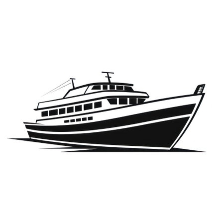 Yacht icon. Vector illustration of a yacht on white background.の素材