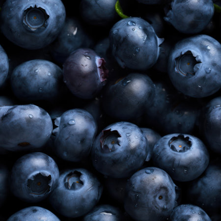 fresh blueberry background. top view. flat lay. close up.の素材