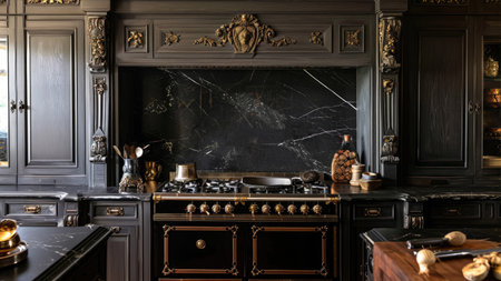 interior of classic kitchen with baroque furnitureの素材